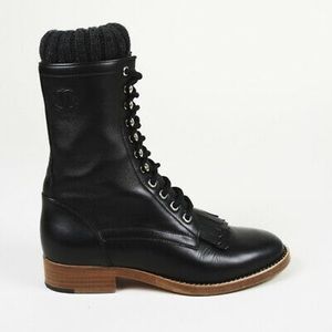 Chanel Sock Combat Boots